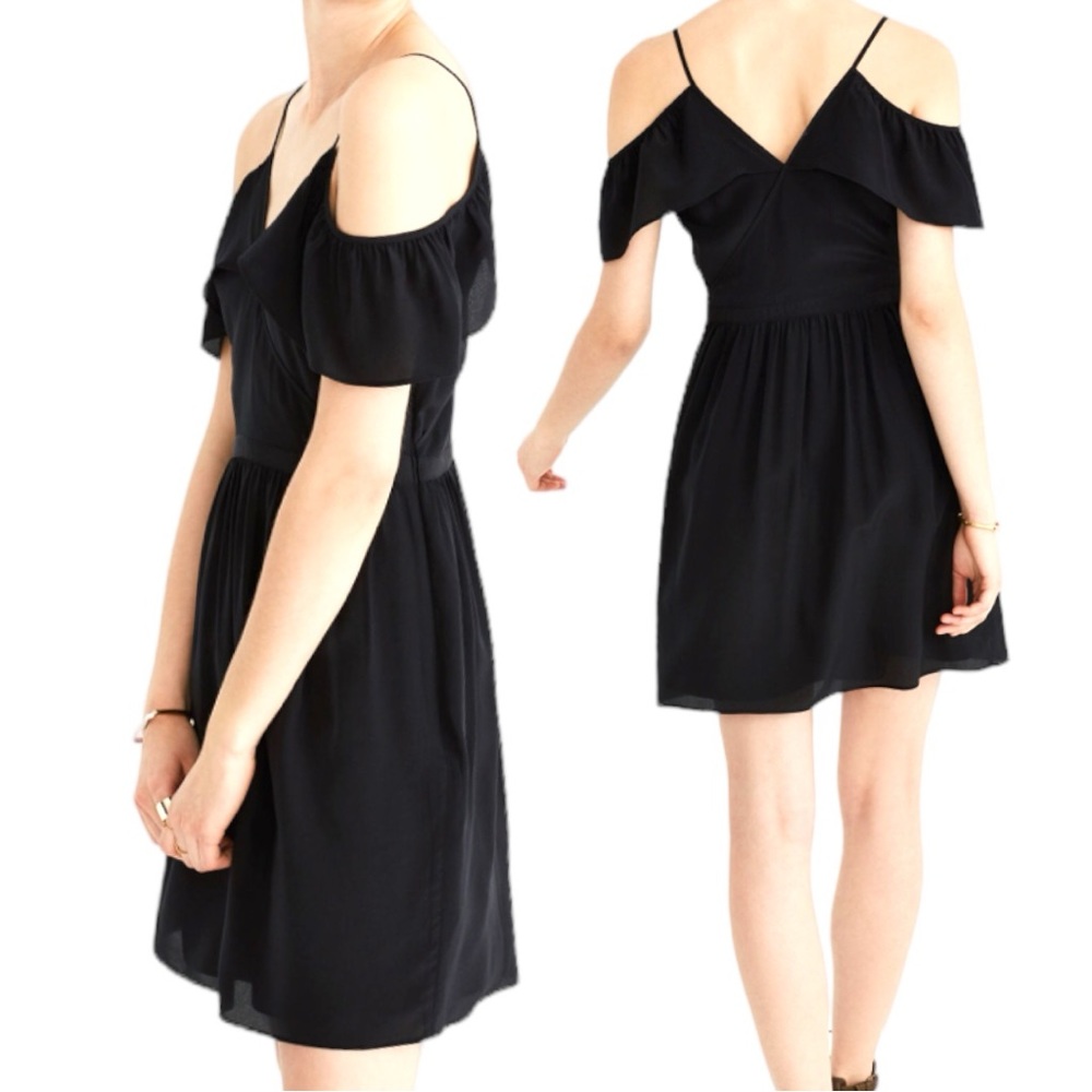 Madewell Silk Cold-Shoulder Ruffle Dress Size 00